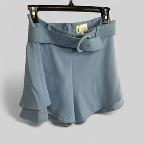 Lavender Brown shorts layered ruffle belted baby blue size Small preppy USA